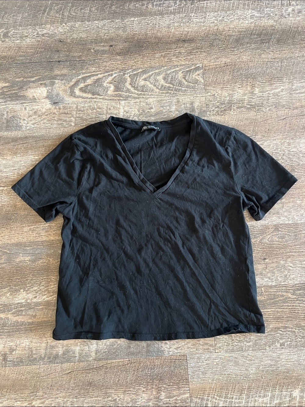 Zara Classic Black V-Neck Tee